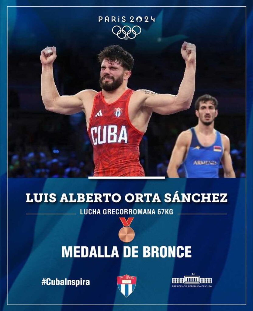 diaz-canel-destaca-bronce-olimpico-del-luchador-cubano-luis-orta